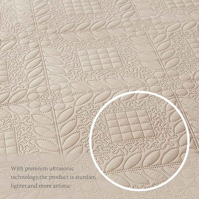 FLYMME Twin Quilt Bedding Set, Vintage Olive Leaf Design Bedspread Bed Coverlet - Image 6