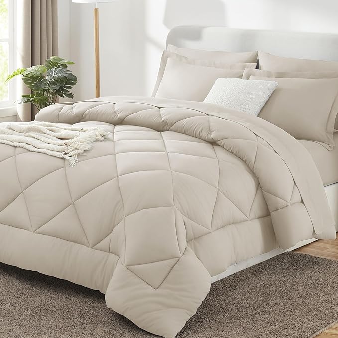 CozyLux Oversized King Comforter Set Beige by CozyLux