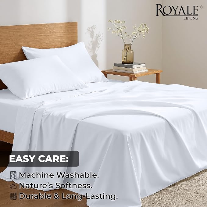 Royale Linens 100% Organic Cotton Twin 2 Pack Flat Sheet Only - Image 8