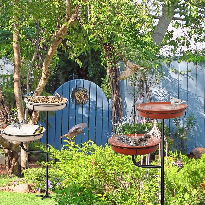 Freestanding Birdbaths Bowl Outdoor, Free Standing Garden Bird Bath Bird Feeder - Image 7