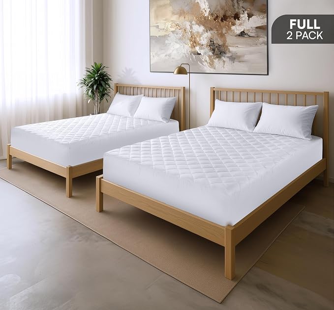 Utopia Bedding 2 Pack Quilted Fitted Mattress Pad, Full Size, Elastic Fitted - Image 2