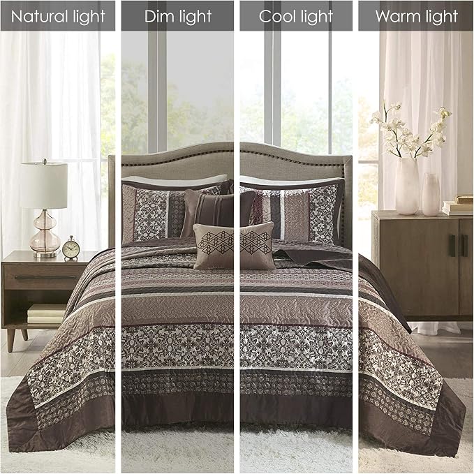 Madison Park Quilt Set Luxurious Jacquard Stripes Design - Image 2