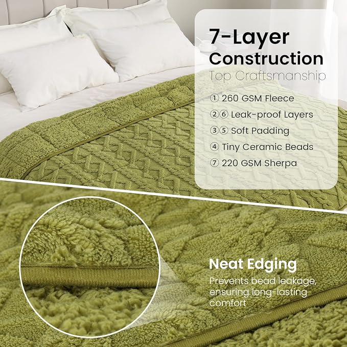 Drewin Weighted Blanket Queen Size 15 lbs, Dual Sided Soft Fuzzy Jacquard - Image 6