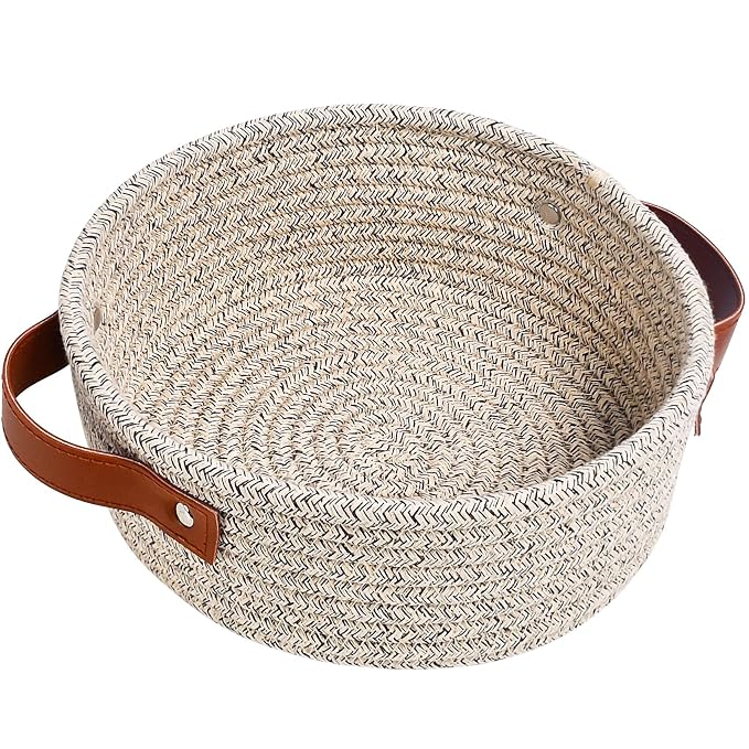 ABenkle Small Storage Basket, Mini Cotton Rope Storage Bin, Cute Tiny Shelf by ABenkle