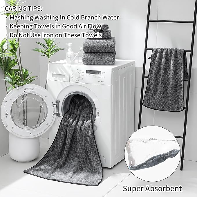 Ultra Soft Bath Towel Set, 12 Piece Family Bathroom Towel Set - Image 6
