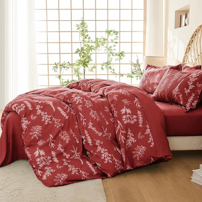 MUXHOMO Duvet Cover Full Size, Reversible Floral Terracotta Duvet Cover Set - Image 2