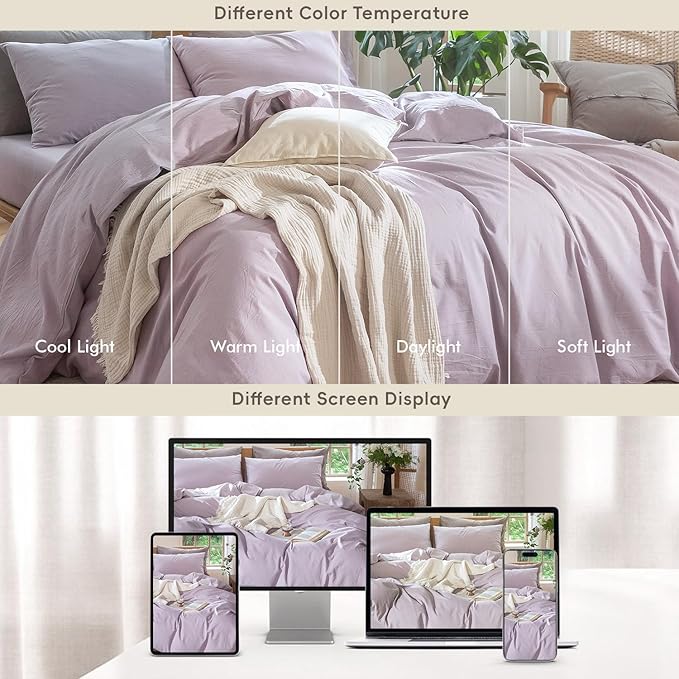 MooMee Bedding Duvet Cover Set 100% Washed Cotton Linen Like Textured - Image 6