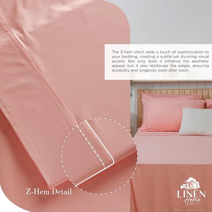 Linen Home 100% Cotton Percale Sheets King Size, English Rose, Deep Pocket - Image 3