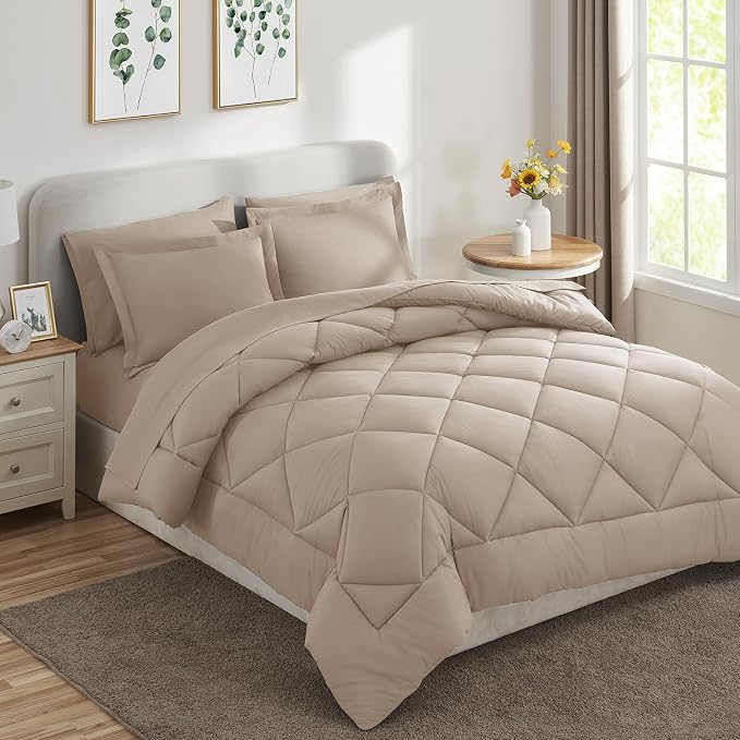 CozyLux Full Size Comforter Sets Wheat - Image 9
