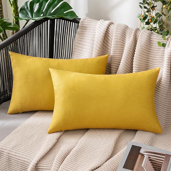 MIULEE Pack of 2 Decorative Outdoor Solid Waterproof Throw Pillow Covers Faux by MIULEE