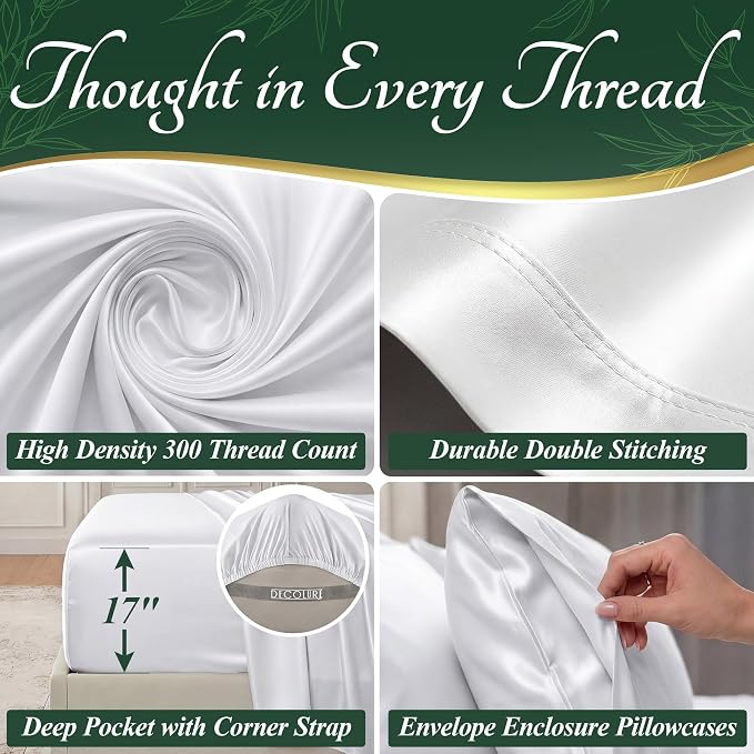 DECOLURE 100% Viscose Derived from Bamboo Sheets Twin Size - Image 4