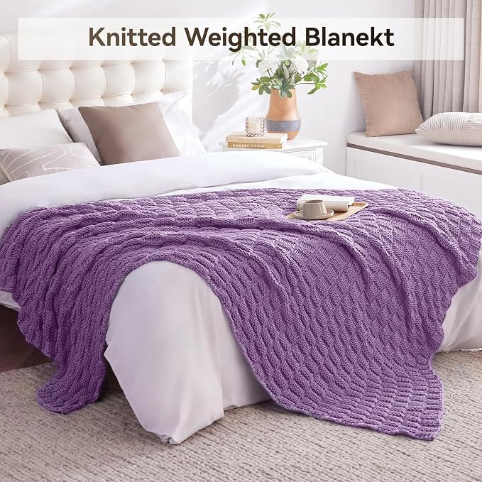 Knitted Weighted Blanket Adults, No Beads Heavy Blanket 40” x 60'' 7lbs - Image 6