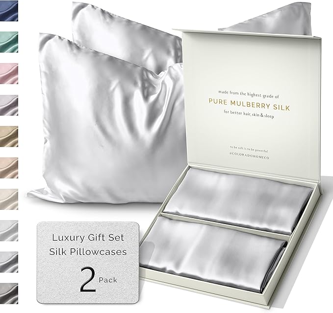 SUNDAYSILKS™ | Silk Pillow Cases 2 Pack | 22 Momme Mulberry Silk Pillowcase Set by ColoradoHomeCo