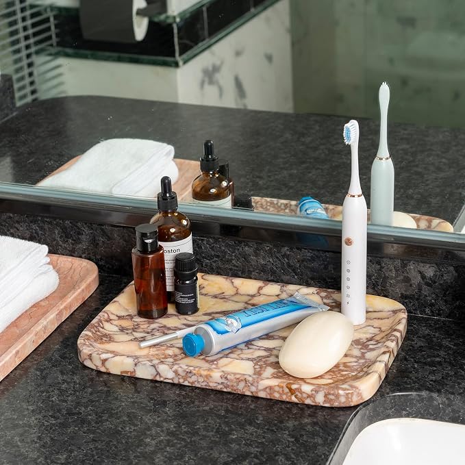 Karibiber Calacatta Marble Vanity Trays, Marble Bathroom Tray Countertop - Image 9