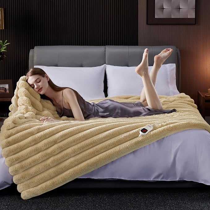 Heated Throw Blanket, Faux Fur Cozy Heating Blanket - Image 5