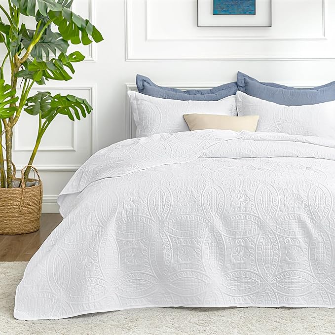 Love's cabin Twin Quilt Set White Bedspreads by Lovescabin