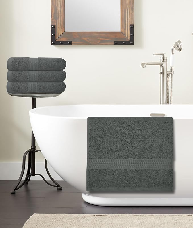 Avalon Towels Bath Towels for Bathroom 100% Cotton Grey Bathroom Towels Pack of - Image 7