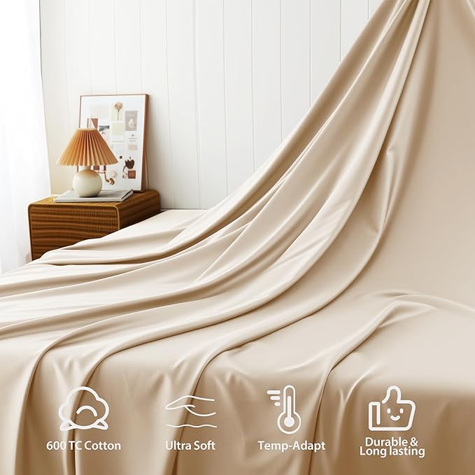 Cotton Flat Sheets Only, 600 TC 100% Cotton Flat Sheet Top Sheet Only, Twin - Image 4