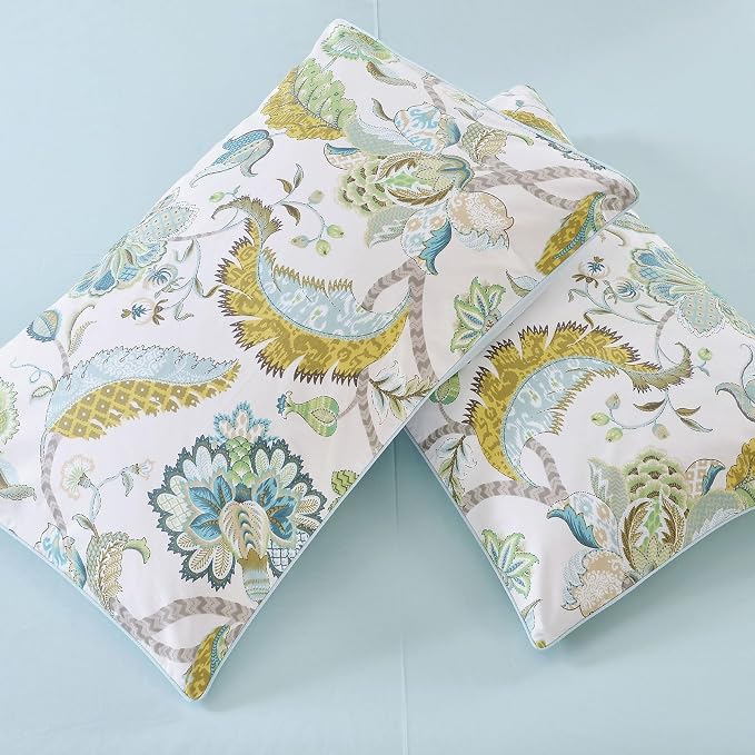 mixinni Boho-Chic King Size Duvet Cover Paisley Light Blue and Light Green Long - Image 7