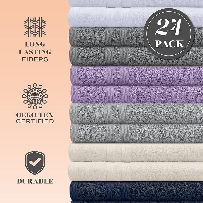 White Classic Wealuxe Multi Washcloths 24 Pack - Image 2