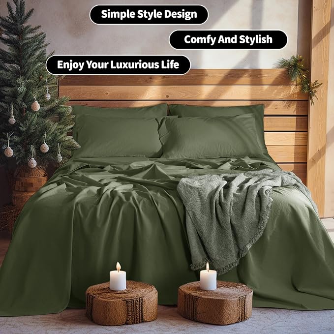 LBRO2M 100% Pure Linen Sheet Set Deep Pocket Up to 16" Bed Sheets Sets - Image 8