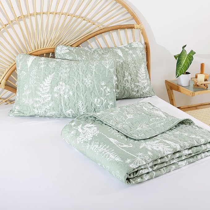 JANZAA Quilt King Size Sage Green Quilt Bed Spread Boho Quilt - Image 6