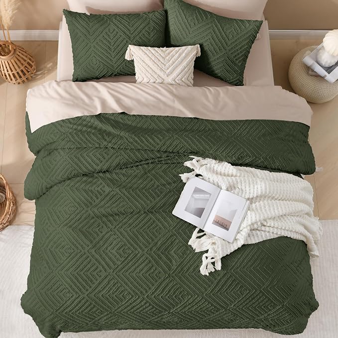 Andency Olive Green Oversized King Comforter 120"x120", 3 Pieces Super King - Image 7