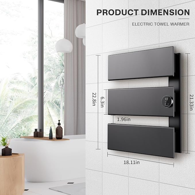 K&KALONZO Electric Towel Warmer, 18.35" W x 22.8" H Wall-Mounted Towel Heater - Image 7