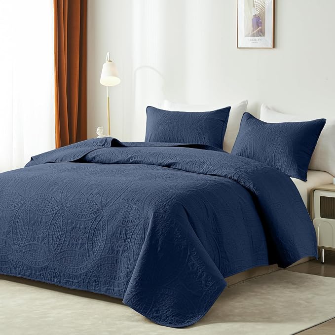 akkialla Navy Twin Quilt Set, Ultrasonic Lightweight Bedspread Coverlet - Image 2