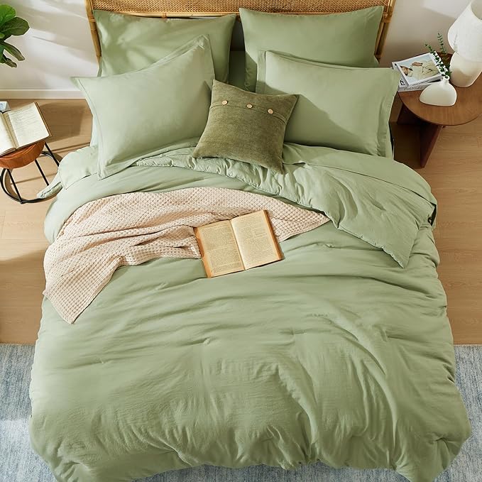 WRENSONGE Oversize King Size Comforter Set- 7 Pieces Sage Green Bed in a Bag - Image 3