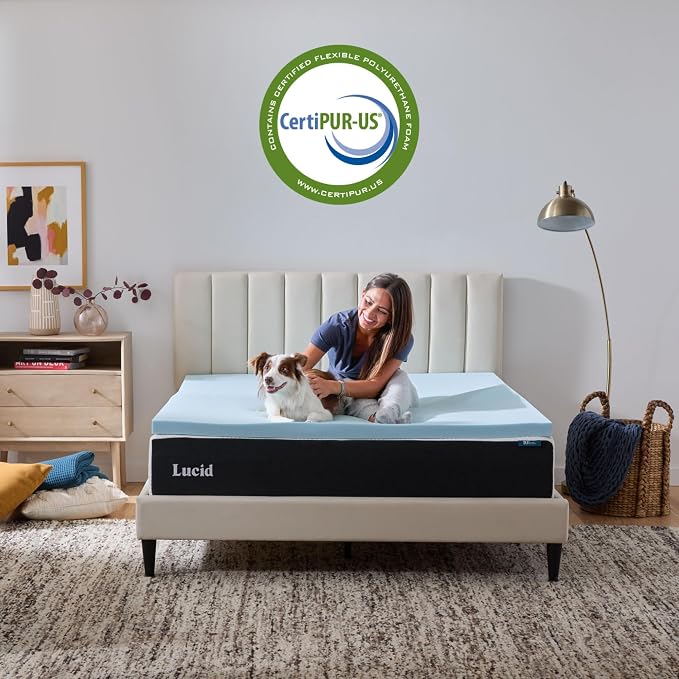 Lucid 3 Inch Memory Foam Mattress Topper, Full XL Size – Cooling Gel Bed Topper - Image 5