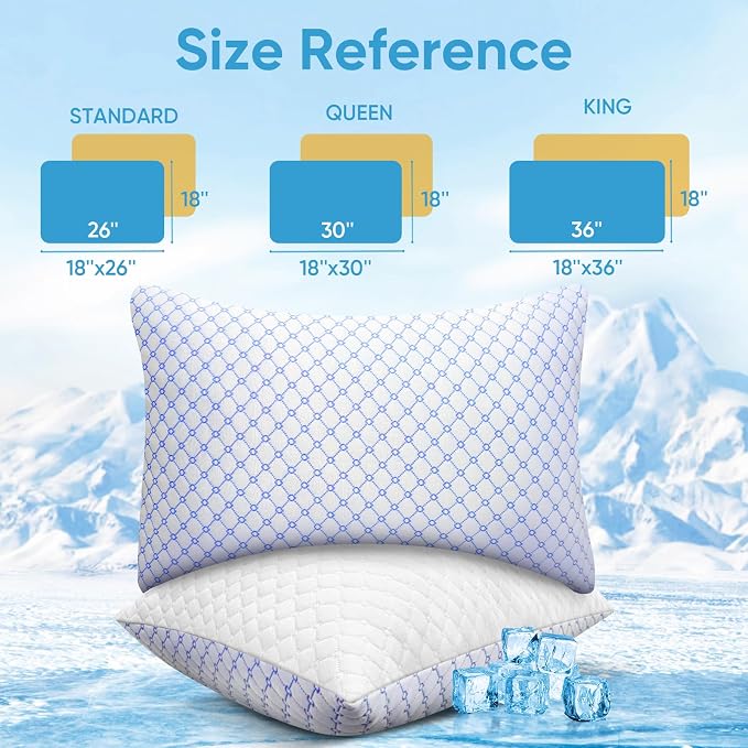 OAISZ Cooling Pillow Queen Size, Shredded Memory Foam Bed Pillows - Image 8