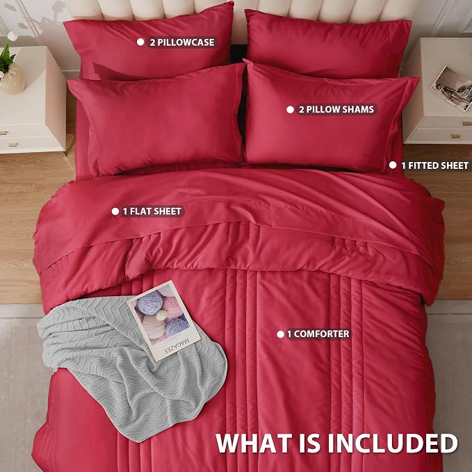 Queen Comforter Set Red - Image 4