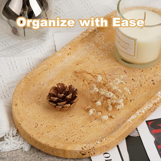 Koville Turkish Natural Travertine Decorative Marble Tray - Image 6
