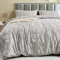 MUXHOMO Duvet Cover King Size, Reversible Floral Silver Gray Duvet Cover Set by MUXHOMO