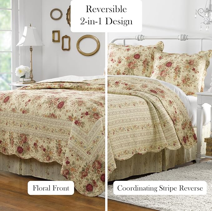 Greenland Home Antique Rose Full/Queen Quilt Set - Image 8