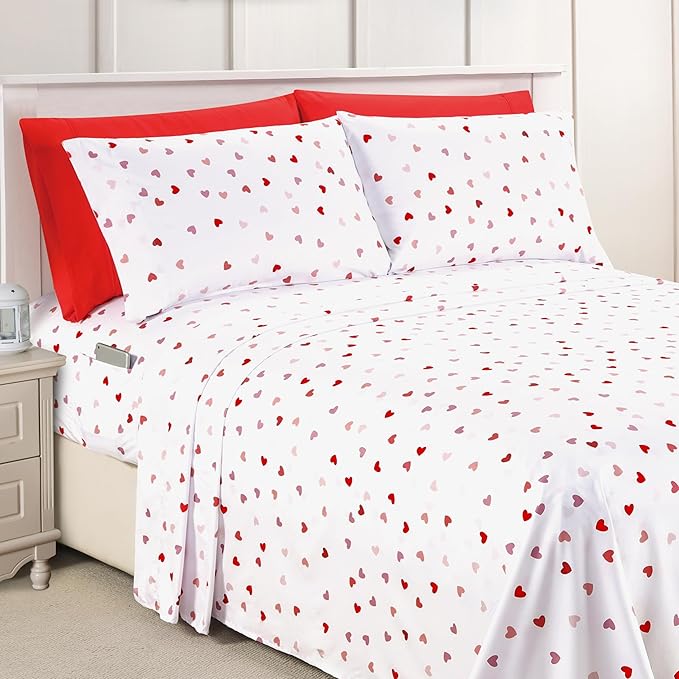 Elegant Comfort Luxury Soft Bed Sheets Heart Pattern - Image 2