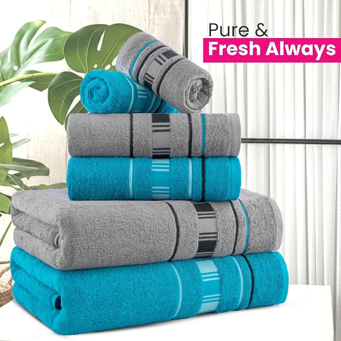 CASA COPENHAGEN X Line 6Pcs 100% Egyptian Cotton Large Designer Towels Gift - Image 5