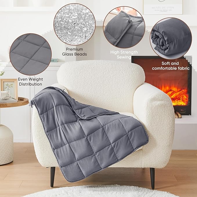 Weighted Lap Blanket for Adults 7lbs, Portable Travel Weighted Blankets - Image 7
