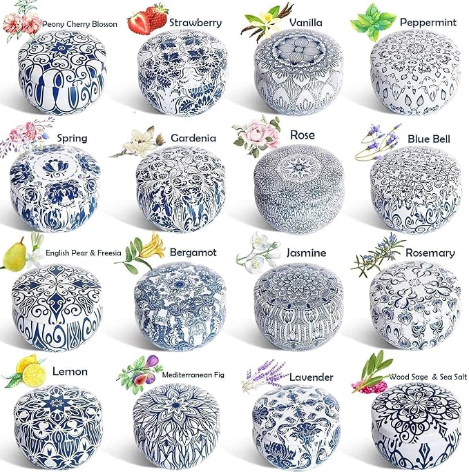 YOROXRG Scented Candles Gifts Set 16 Pack Soy Wax Travel Tin Jar Candles - Image 2