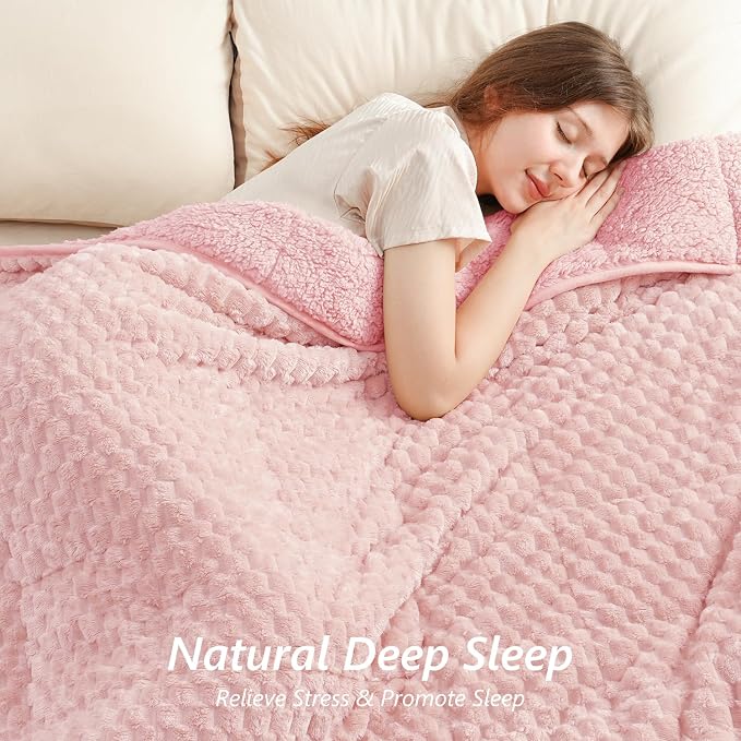 Mr. Sandman Weighted Blankets for Adults Queen Size 15lbs, Warm Sherpa Fleece - Image 3