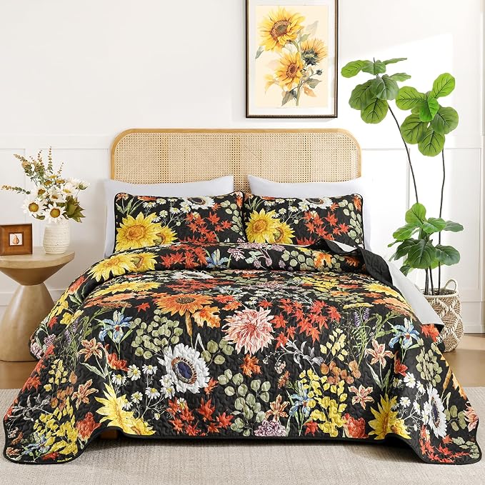 Yiran Quilt King Size, 3 Pieces Spring Summer Soft Lightweight Microfiber - Image 4