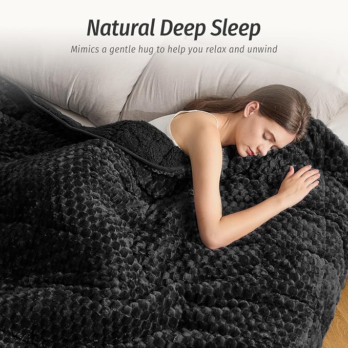 Wemore Fleece Weighted Blanket for Adults, Dual Sided Cozy Soft Sherpa Heavy - Image 3