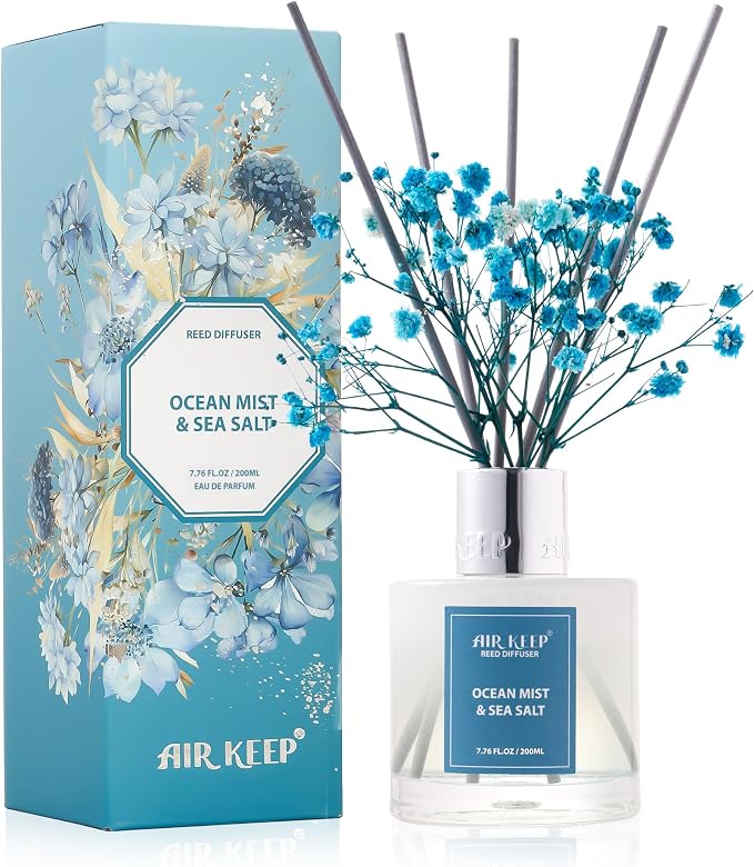 Airkeep Reed Diffuser Set/Ocean Mist&Sea Salt/6.76 fl oz/1 Pack/Home & Office by Airkeep