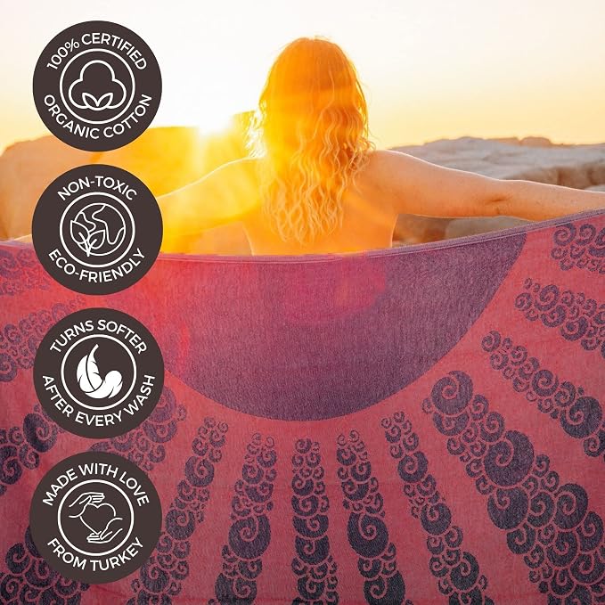 FESHKA Sand Free Turkish Beach Towel Quick Dry Bath Towel, Oversized Beach - Image 4