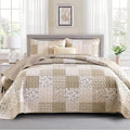 Mybedsoul Beige Boho Quilt Set King Size, 3 Pieces Plaid Floral Bedspread Set by Mybedsoul