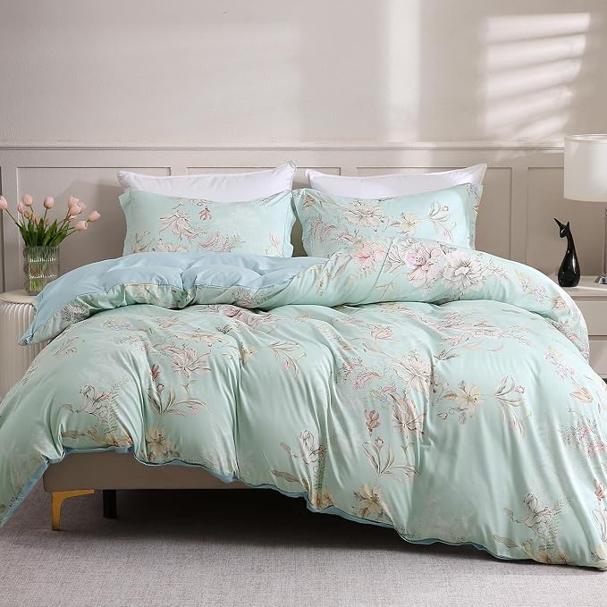 LONAVA Queen Flower 3 Pcs Duvet Cover Set, Breathable Soft Microfiber Light - Image 8