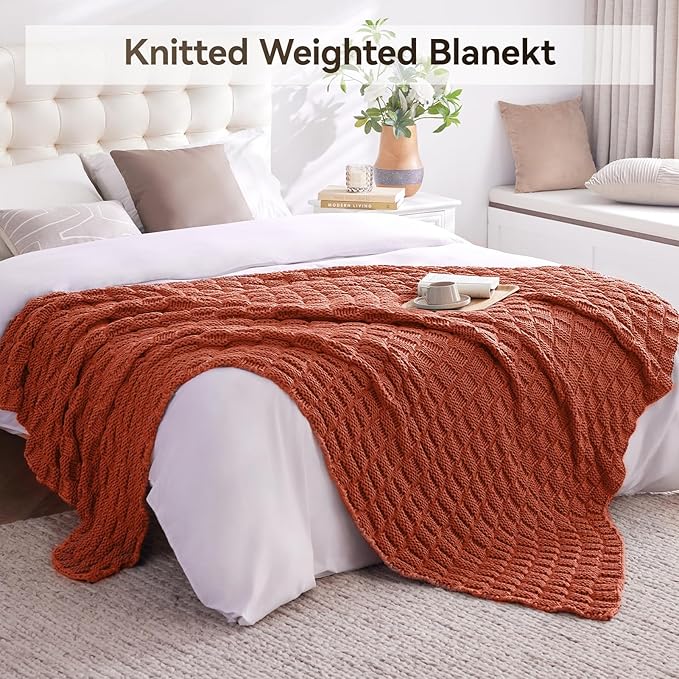 Knitted Weighted Blanket Adults, No Beads Heavy Blanket 36” x 48'' 3lbs - Image 6