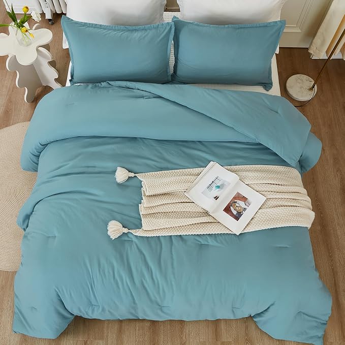 Litanika Twin XL Comforter Set Grayish Teal, 2 Pieces Extra Long Dorm Bedding - Image 4