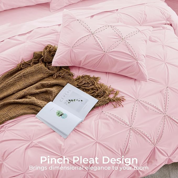 Sasttie King Size Comforter Set, 7-Piece Bed in a Bag, Pintuck Bedding Sets - Image 4